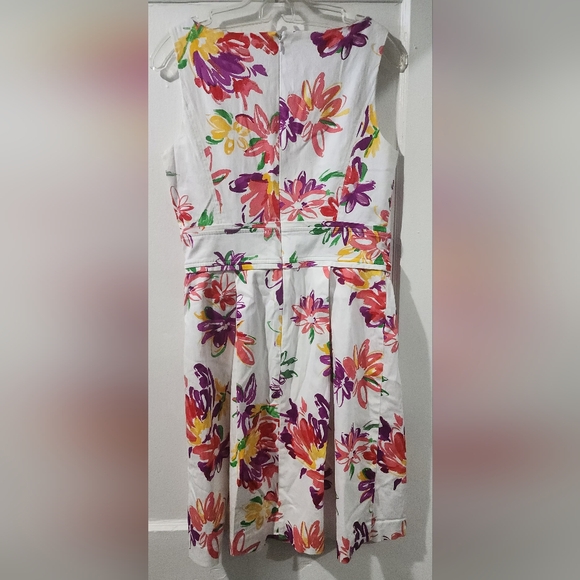 Chaps White Multicolor Floral Midi Dress - Picture 2 of 3